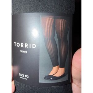Torrid Black Vertical Stripe Footless Tights Plus Size 1/2 Made in USA 11629507